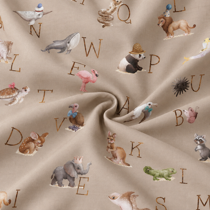 100% Baumwollflanell mit Alphabet