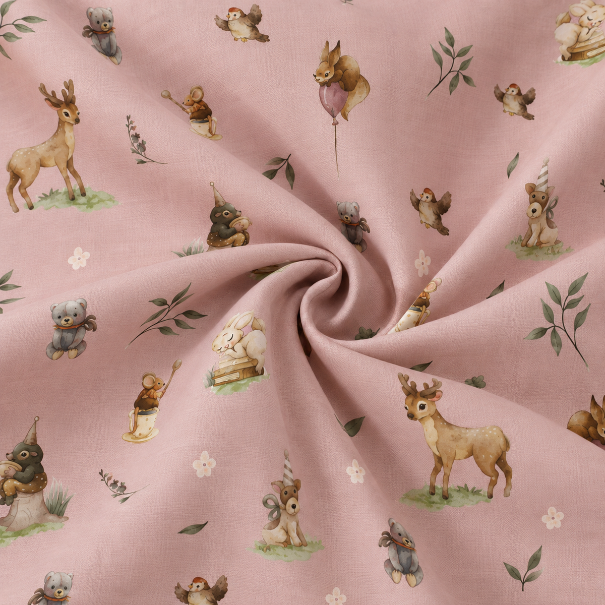 100 % Baumwollflanell mit Blumen auf Rosa