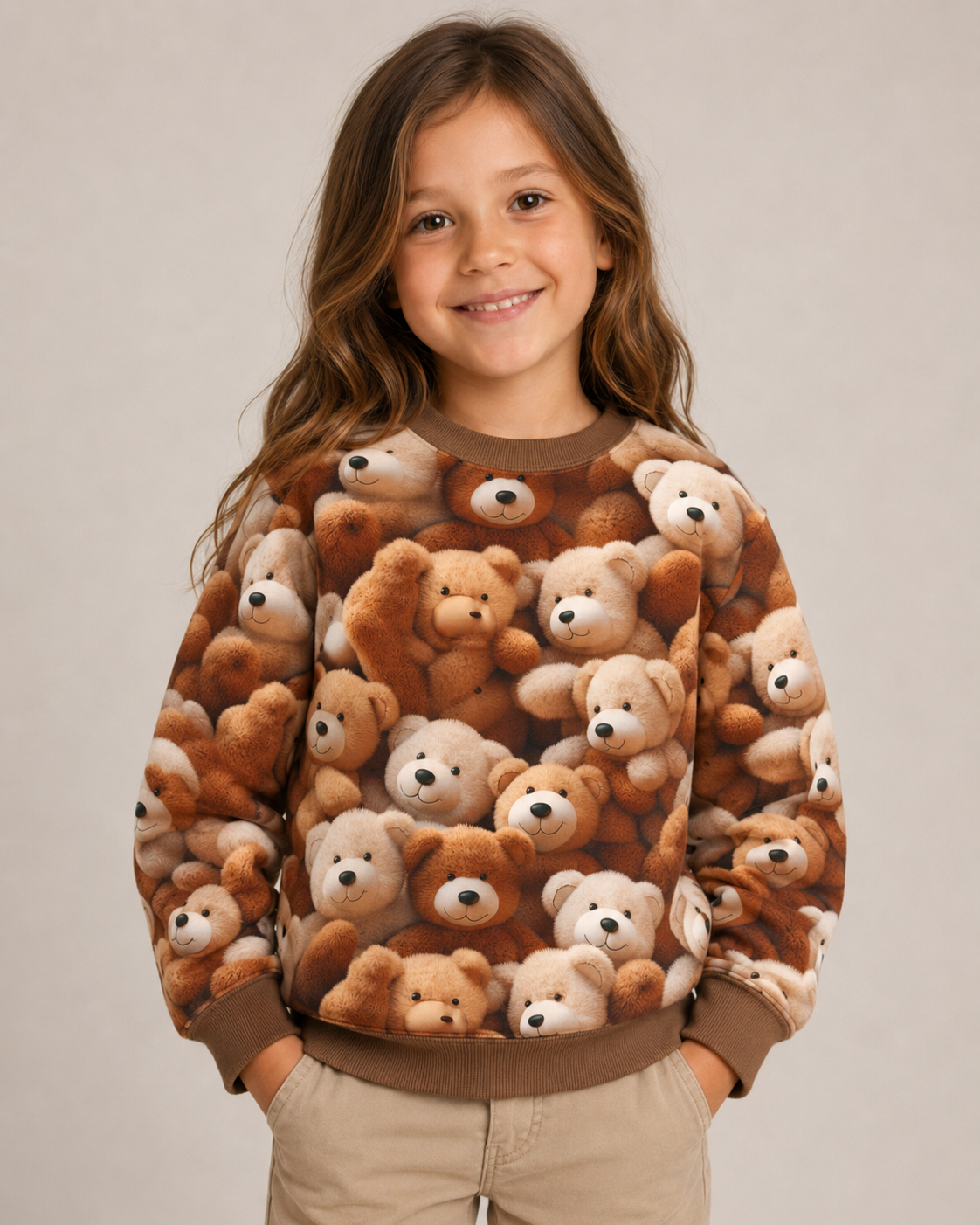 Warmes Jersey, Alpenfleece-Stoff mit Bärchen