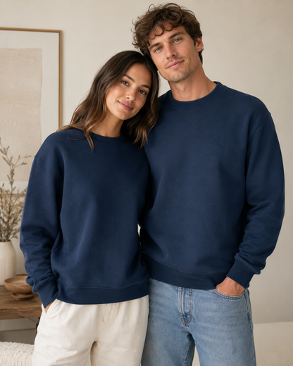 Gefütterter Baumwollstrick in Jeansblau
