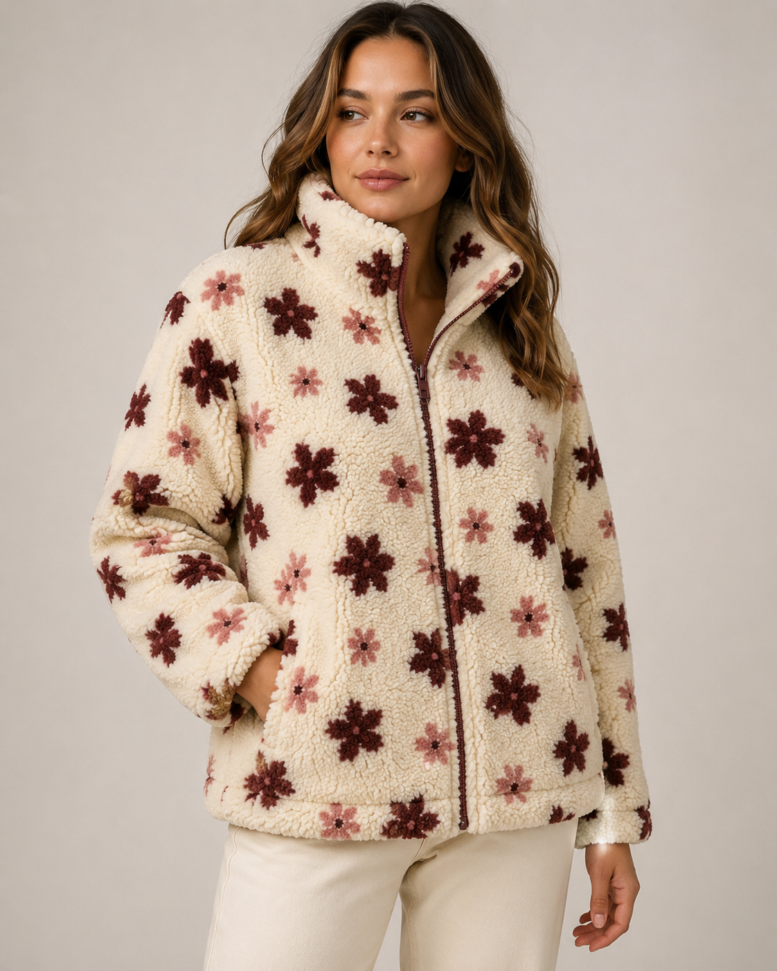 Teddy-Fleece-Blumen auf hellem Hintergrund