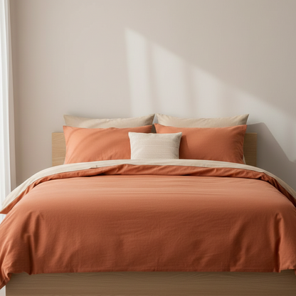 Tissu 100 % coton lavé| Washed -orange 85 g/m²