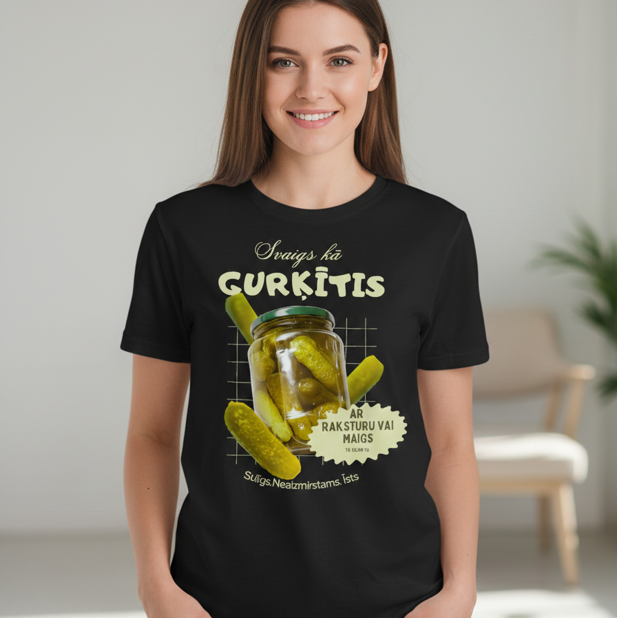 Organiskās kokvilnas T-krekls "Svaigs kā gurķītis"