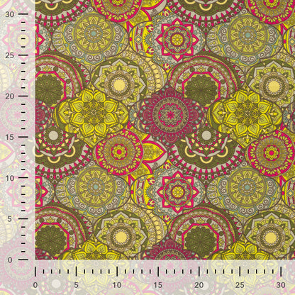 Kokvilnas cilpiņtrikotāža ar siltinājumu-mandalas