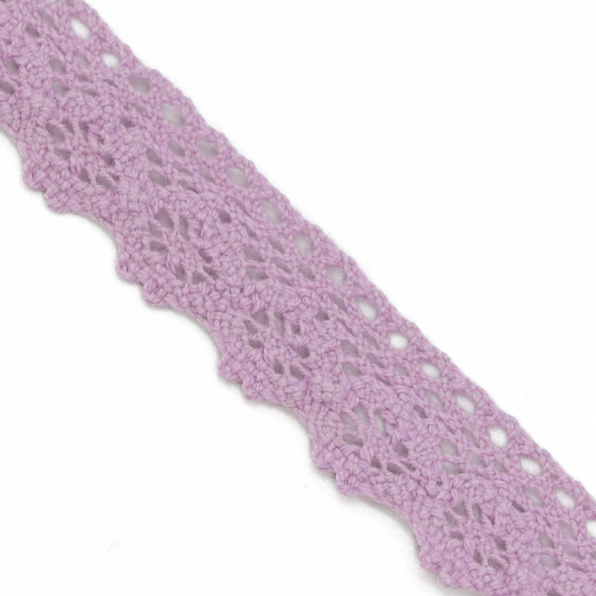 100% Kokvilnas mežģīņu lente, ceriņu – 1,5 cm