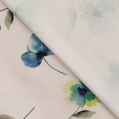 Kokvilnas trikotāža-debeszilie ziedi
