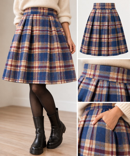 Flanell, beige-blau kariert