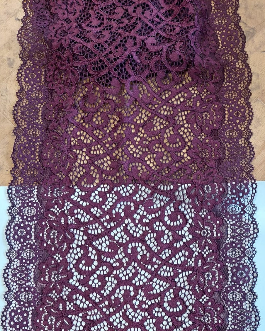 Elastīga ežģīne 22 cm-burgundijas