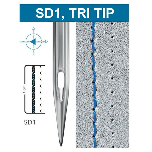 Attēls ar Adatas rūpnieciskajām šujmašīnām SCHMETZ DBx1 SD1 – ādai, plastmasai un PVC materiāliem (10gab.) – pieejams Šarlotes audumi
