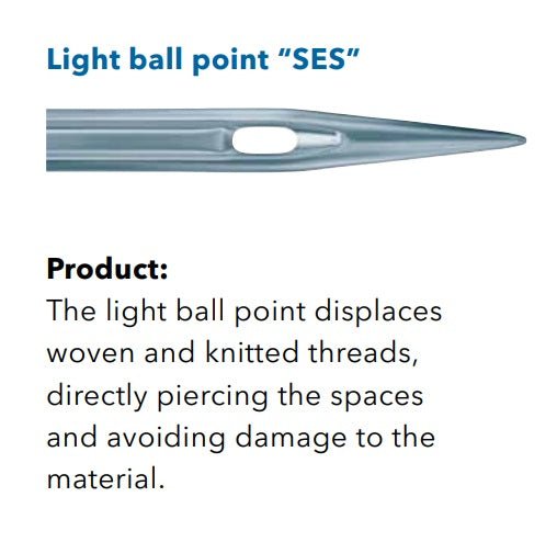 Attēls ar Adatas rūpnieciskajām šujmašīnām SCHMETZ DBx1 SES SERV 7 – trikotāžai un sporta apģērbam (10gab.) – pieejams Šarlotes audumi