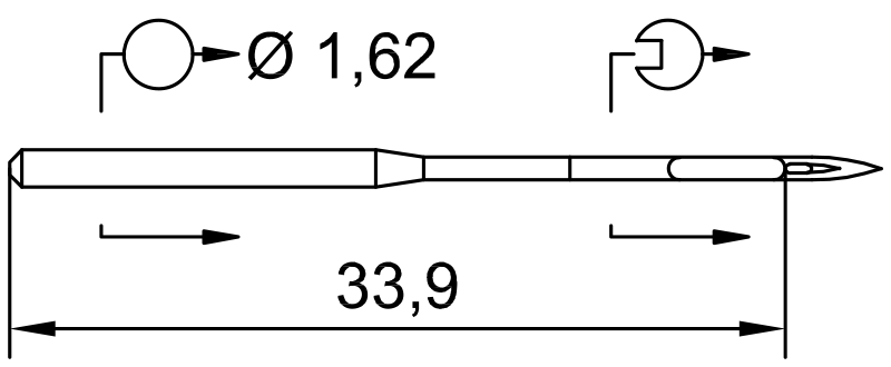 Attēls ar Adatas rūpnieciskajām šujmašīnām SCHMETZ DBx1 SES SERV 7 – trikotāžai un sporta apģērbam (10gab.) – pieejams Šarlotes audumi