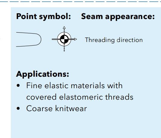 Attēls ar Adatas rūpnieciskajām šujmašīnām SCHMETZ DBx1 SKF – ļoti rupjai trikotāžai (10 gab.) – pieejams Šarlotes audumi