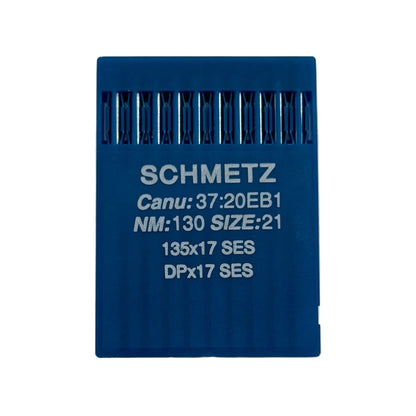 Image des aiguilles pour machines à coudre industrielles SCHMETZ DPX17 SES – pour la maille et les vêtements de sport (10 pcs) – disponible chez Šarlotes audumi