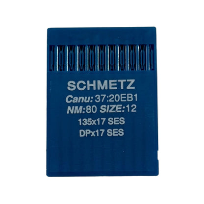 Image de aiguilles pour machines à coudre industrielles SCHMETZ DPX17 SES – pour le tricot et les vêtements de sport (10 pièces) – disponible chez Šarlotes audumi