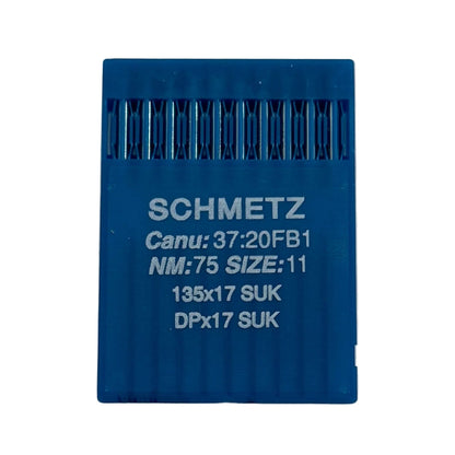 Image des aiguilles pour machines à coudre industrielles SCHMETZ DPX17 SUK – pour la maille et le jean (10 pcs) – disponible chez Šarlotes audumi