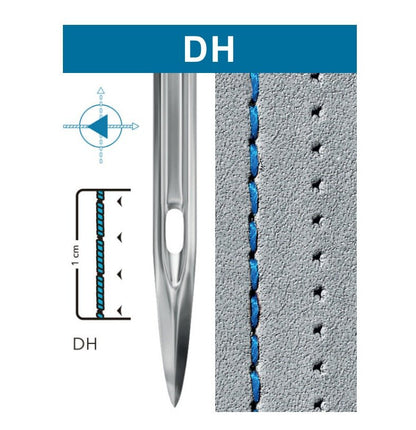 Image des aiguilles pour machines à coudre industrielles SCHMETZ DPx5 DH - pour cuir (10 pièces) – disponible chez Šarlotes audumi