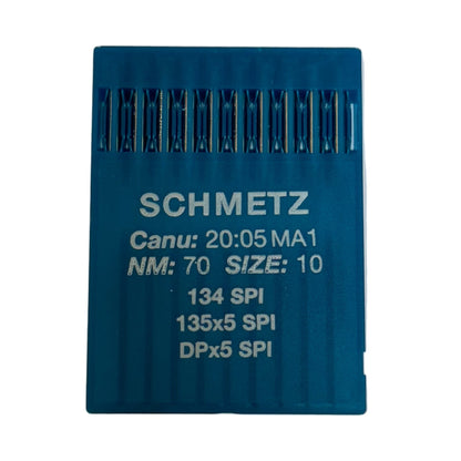 Image des aiguilles pour machines à coudre industrielles SCHMETZ DPx5 SPI – pour tissus épais et fins (10 pièces) – disponible chez Šarlotes audumi