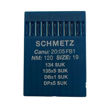 Image d'aiguilles pour machines à coudre industrielles SCHMETZ DPx5 SUK – pour maille et denim (10 pièces) – disponible chez Šarlotes audumi