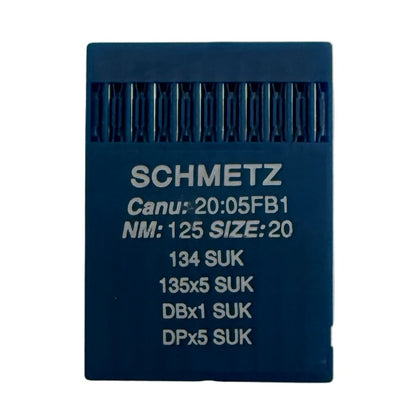 Image avec aiguilles pour machines à coudre industrielles SCHMETZ DPx5 SUK – pour maille et denim (10 pcs) – disponible chez Šarlotes audumi
