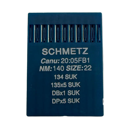 Image des aiguilles SCHMETZ DPx5 SUK pour machines à coudre industrielles – pour maille et jean (10 pces) – disponible chez Šarlotes audumi