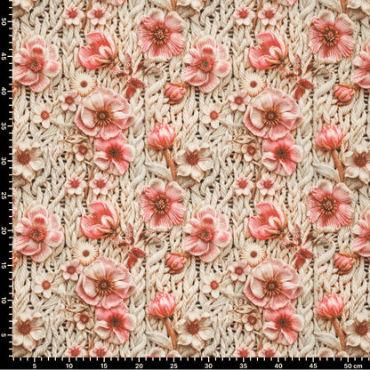 Bild mit Alpenfleece-Stoff mit Blumen – warme Strickware – online erhältlich bei Šarlotes audumi