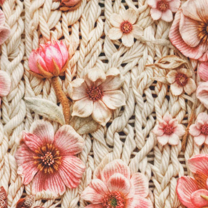 Bild von Alpenfleece-Stoff mit Blumen – warmer Strickstoff – online erhältlich bei Šarlotes audumi