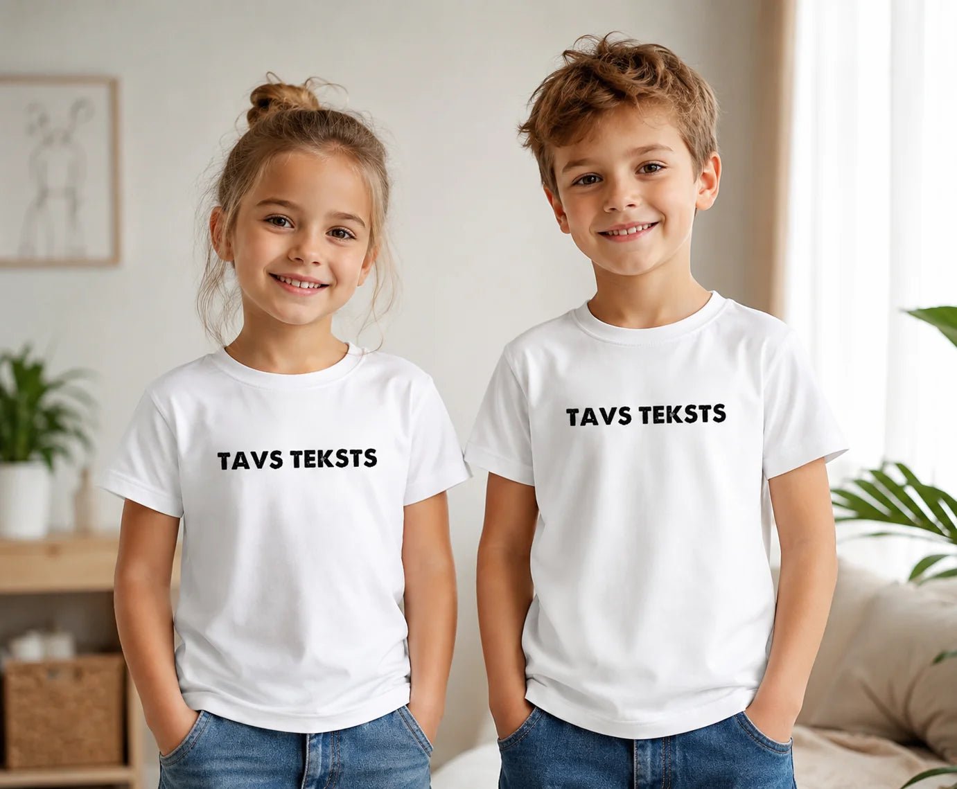 Image of a children's T-shirt print with your text – available at Šarlotes audumi