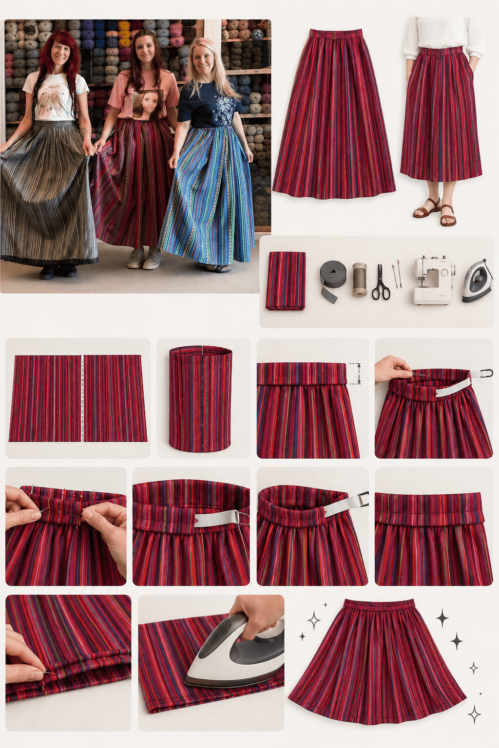 Image with free pattern instructions "Jāņu svārki ar gumiju" – available at Šarlotes audumi