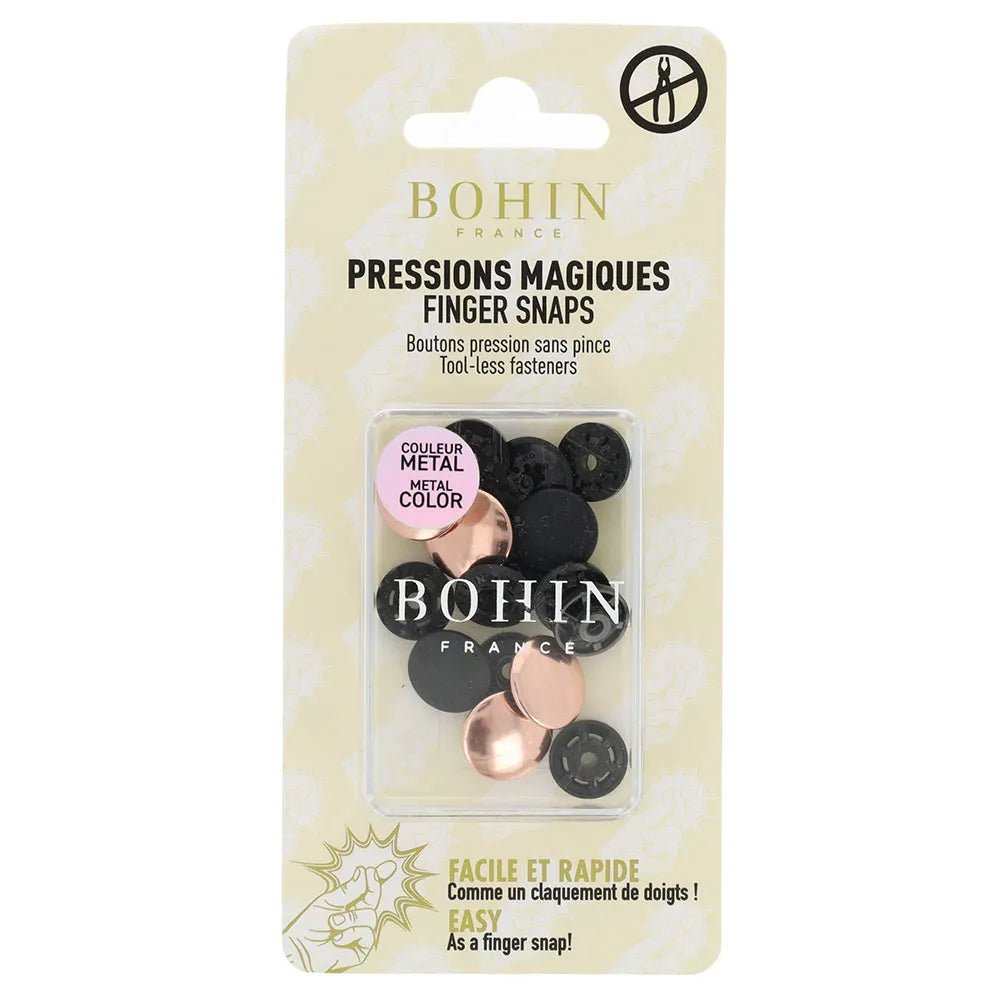 Bild mit BOHIN Magic Druckknöpfen ohne Zange 14 mm – Rose Gold, 4 Stück – online bei Šarlotes audumi erhältlich