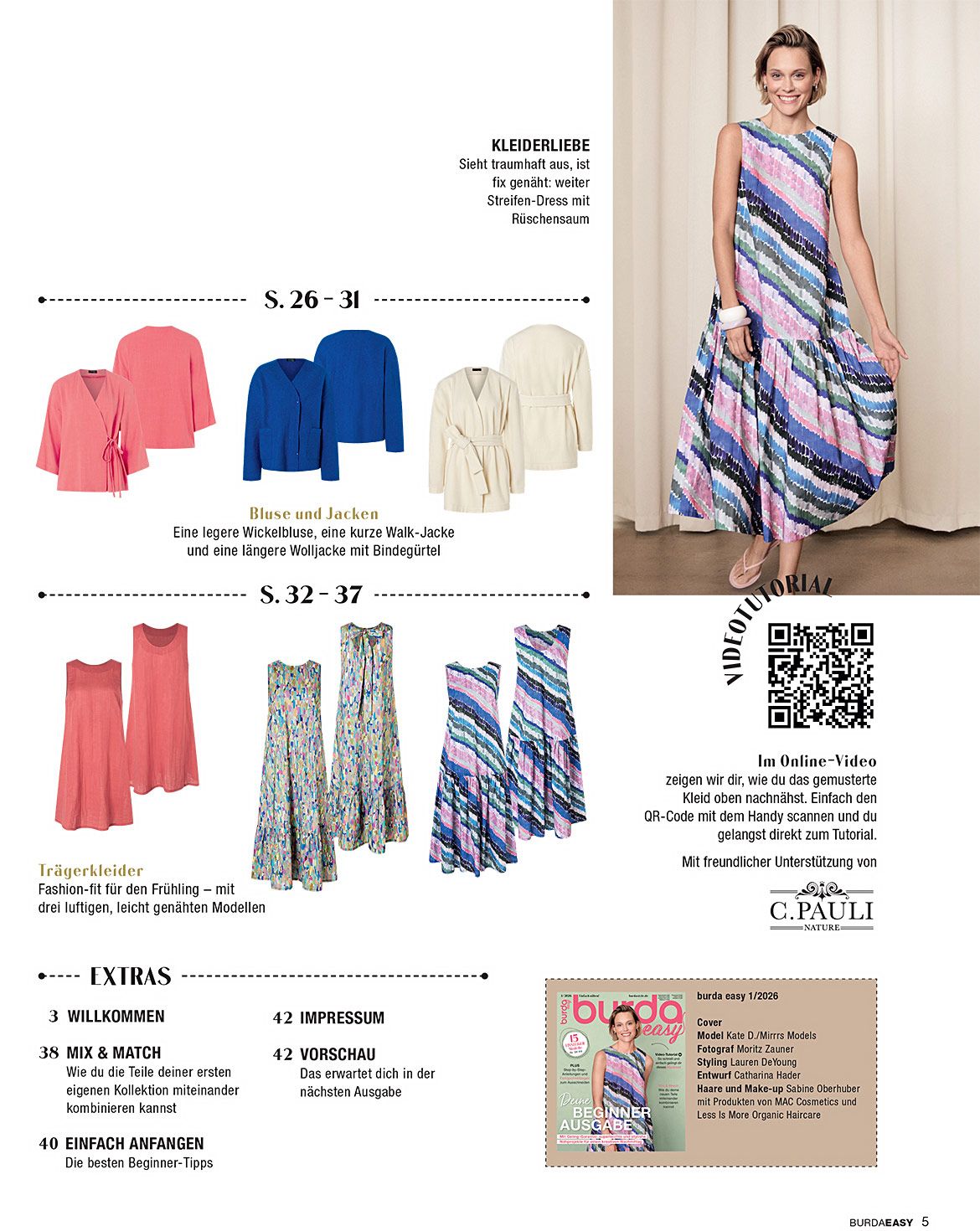 Attēls ar Burda Easy 01/2026 - DE – pieejams Šarlotes audumi