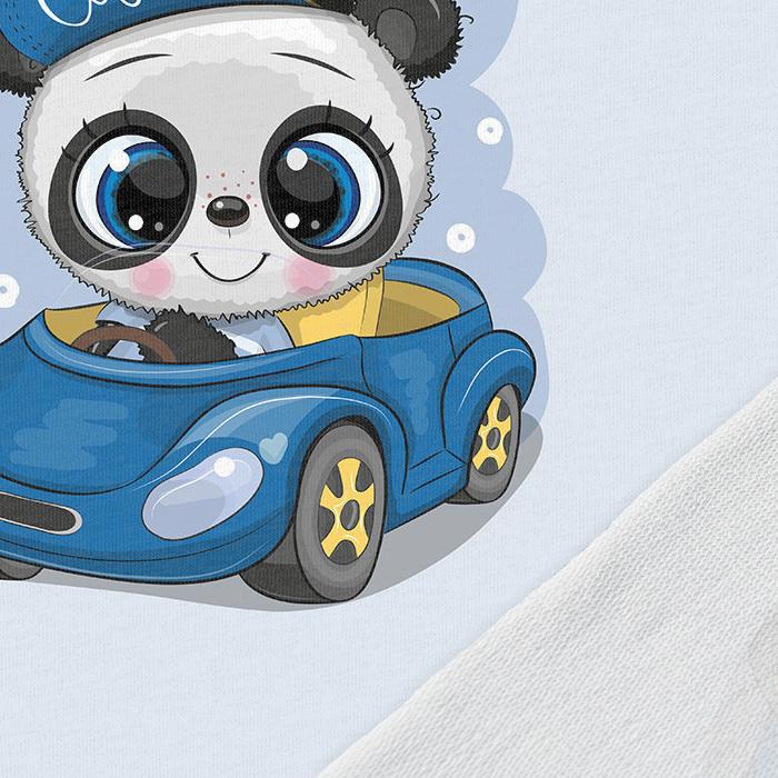 Attēls ar Cilpiņtrikotāžas panelis 40x50 cm - panda auto 250 g/m² – pieejams Šarlotes audumi
