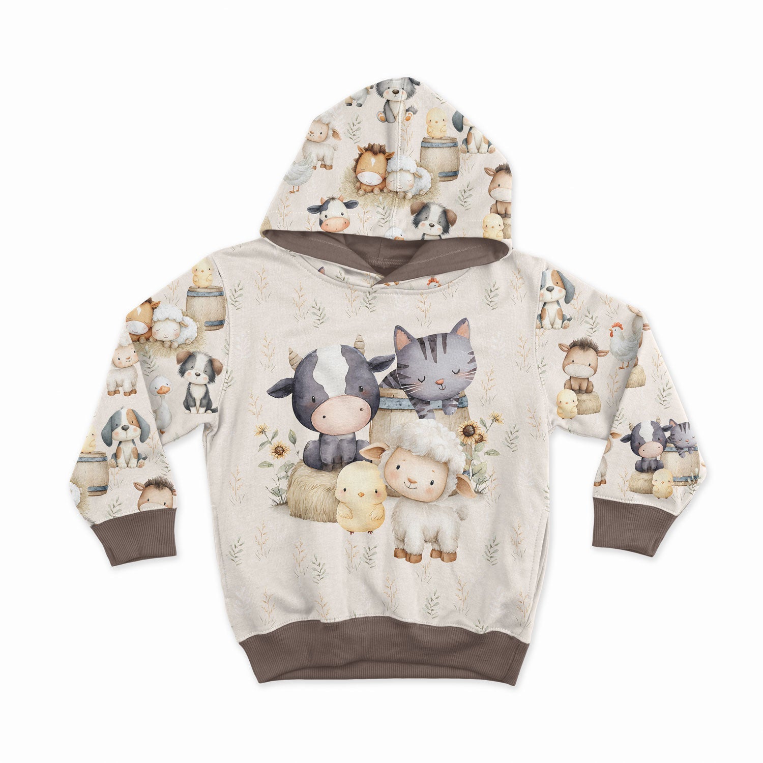 Attēls ar Cilpiņtrikotāžas panelis - jautrā fermas draugu kompānija 250 g/m² | Dizains - 02 – pieejams Šarlotes audumi