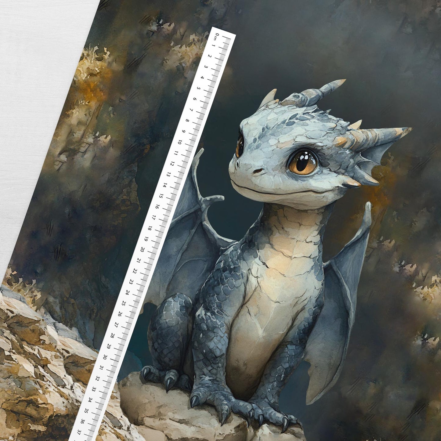 Image avec panneau en jersey bouclé - petit dragon bleu 250 g/m² | Design - 14 – disponible chez Šarlotes audumi