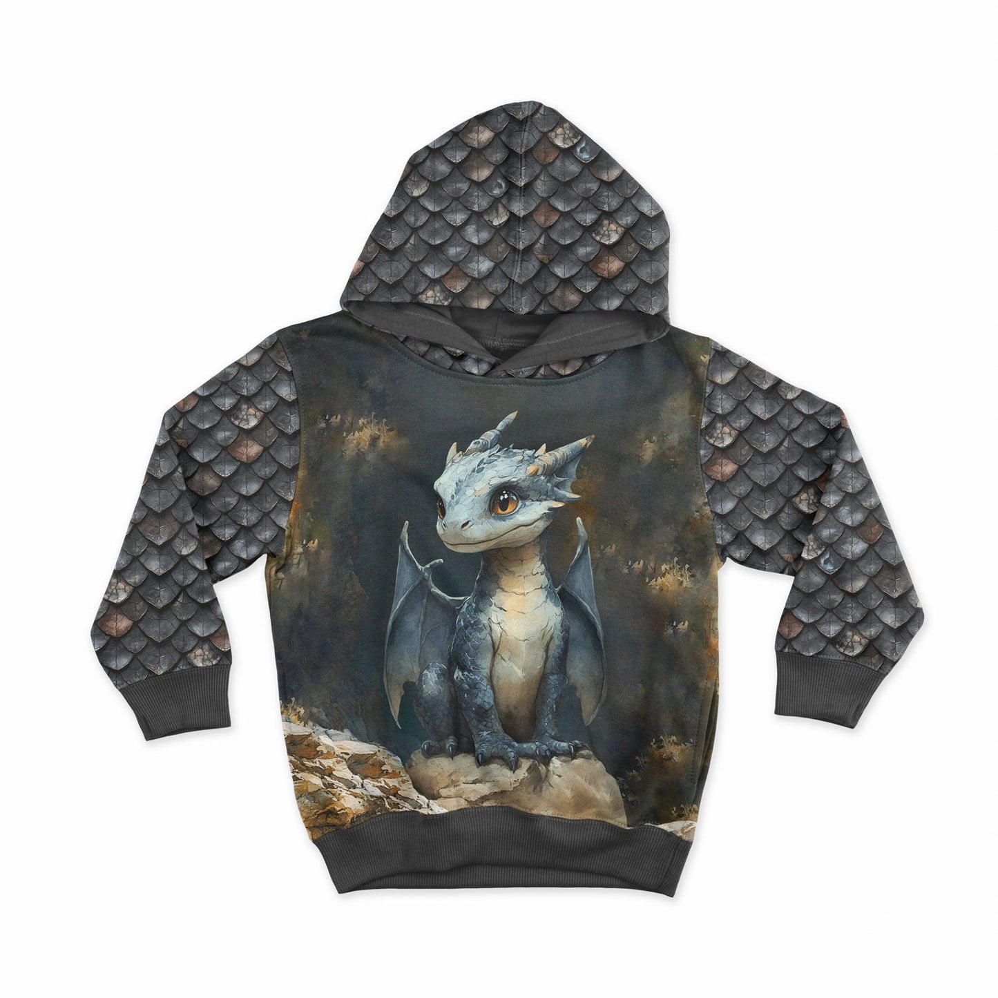 Image du panneau en tricot bouclé - petit dragon bleu 250 g/m² | Design - 14 – disponible chez Šarlotes audumi