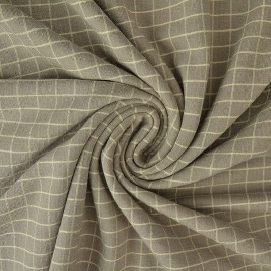 Baumwoll-Jersey, grau kariert 260 g/m²