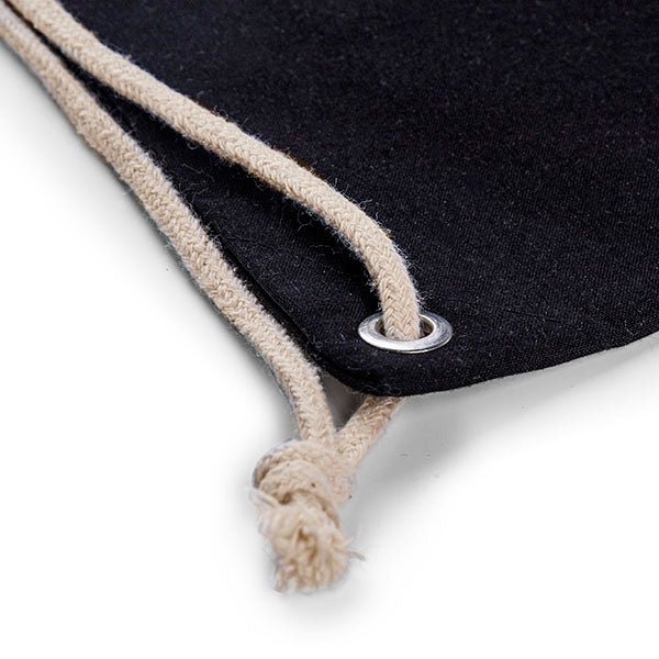 Attēls ar Dabīgas kokvilnas mugursoma ar auklām 140 g/m² 38 × 46 cm - melna – pieejams Šarlotes audumi