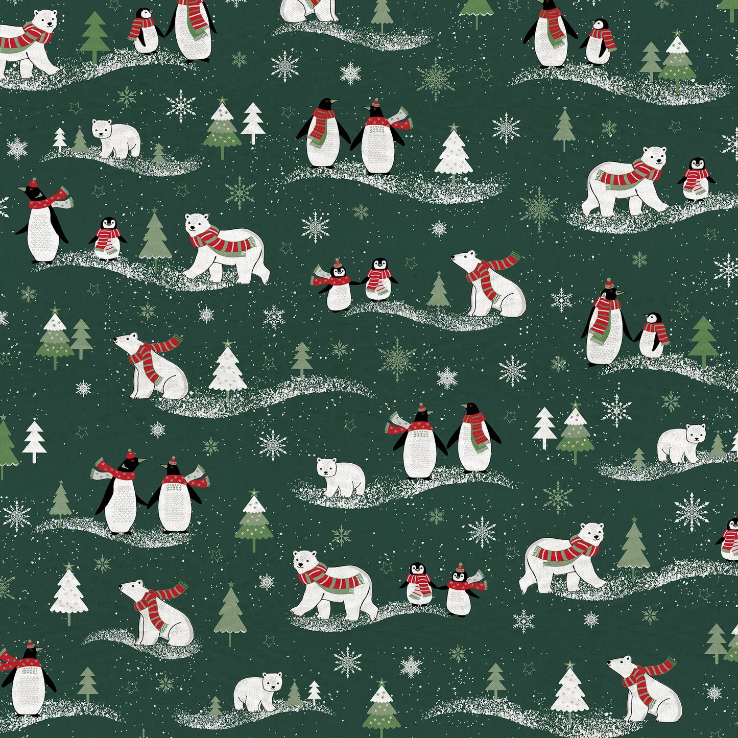 Canvas fabric - Christmas motif on dark green