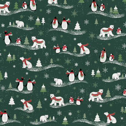 Canvas fabric - Christmas motif on dark green