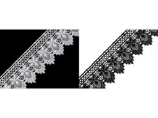 Attēls ar Dekoratīva mežģīņu lente 55 mm - tumši zaļa – pieejams Šarlotes audumi