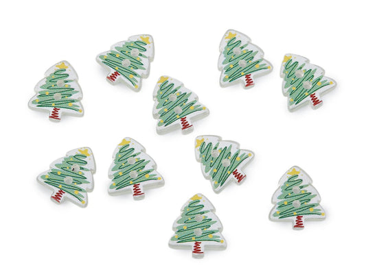 Bild mit dekorativem Knopf „Weihnachtsbaum“, 13 × 15 mm – online erhältlich bei Šarlotes audumi
