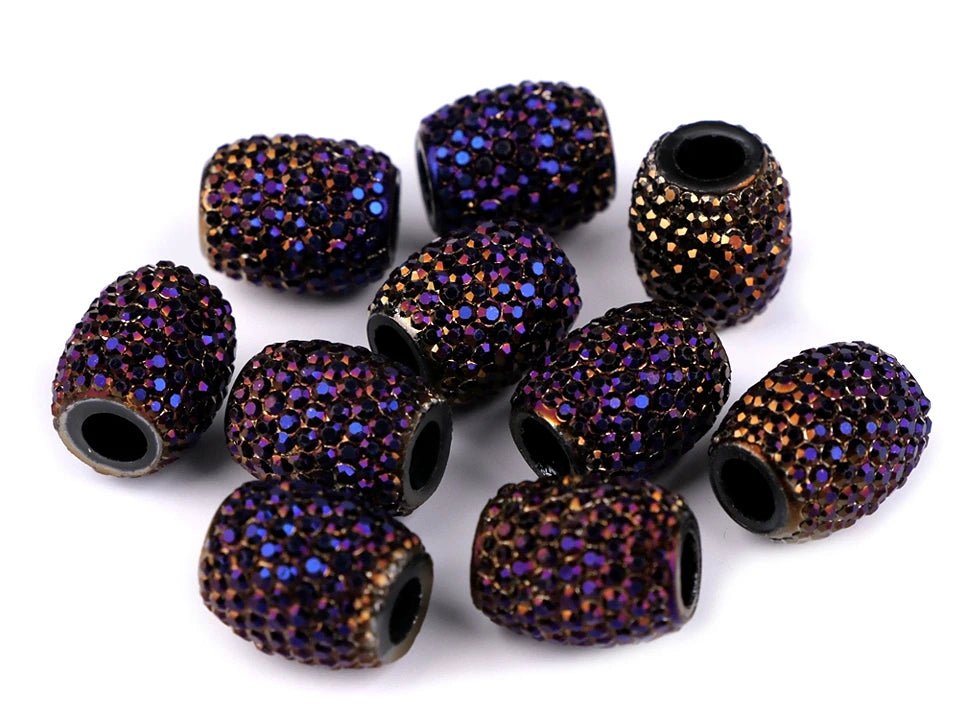 Attēls ar Dekoratīvas spīdīgas pērlītes ar lielu caurumu 13×15 mm – pieejams Šarlotes audumi