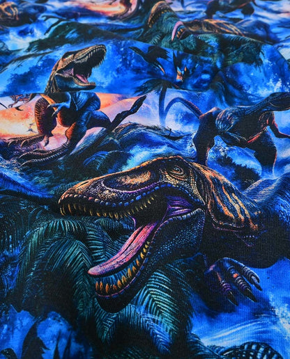 Baumwolljersey, Dinosaurier auf Dunkelblau