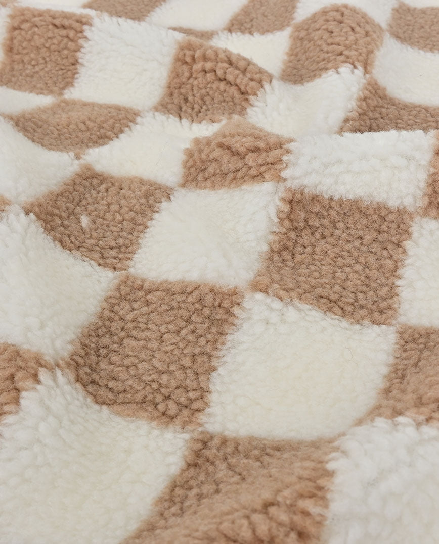Teddy-Fleece mit beigen Karos