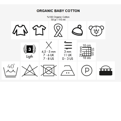 GAZZAL ORGANIC BABY COTTON yarn - 115m 50g