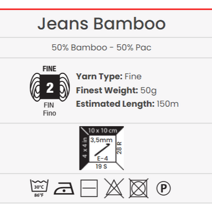 Dzija Yarn Art Jeans Bamboo - maigi rozā 150 m 50g #109