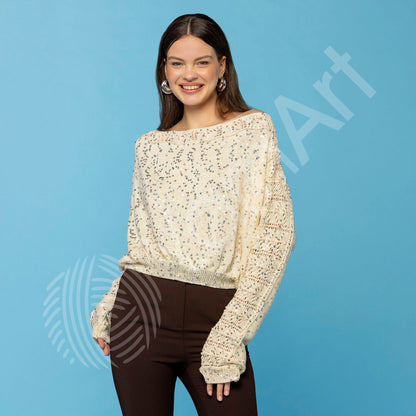 Image de fil YarnArt Cotton Gold Paillettes avec paillettes - 50g / 140m – disponible chez Šarlotes audumi