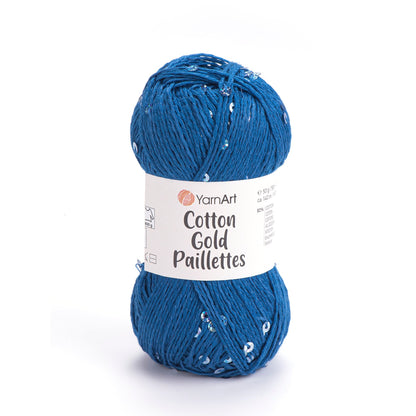 Image de fil YarnArt Cotton Gold Paillettes, à paillettes - 50g / 140m – disponible chez Šarlotes audumi