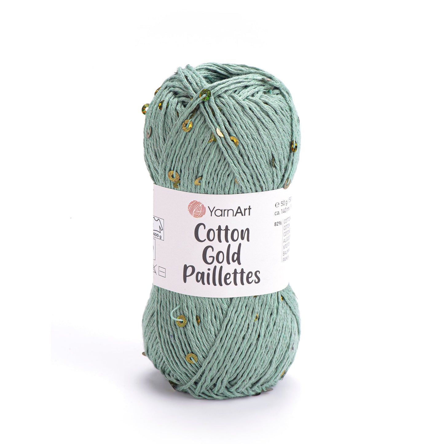 Attēls ar Dzija YarnArt Cotton Gold Paillettes ar fliteriem - 50g / 140m – pieejams Šarlotes audumi
