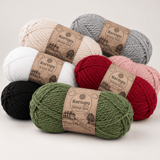 Bild von Garn mit Wolle KARTOPU MELANGE WOOL 100 g / 170 m – online erhältlich bei Šarlotes audumi