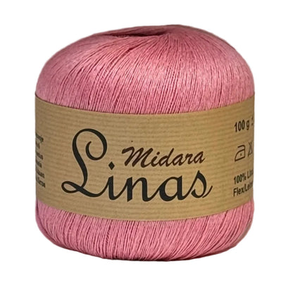 Image avec des fils de laine et de lin Midara Linas – 100 g/ 600 m – disponible chez Šarlotes audumi